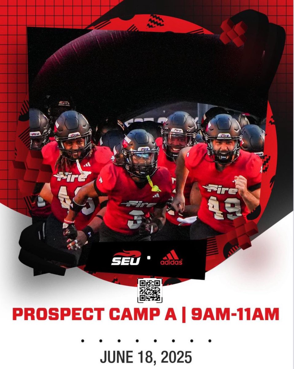 Southeastern Football (@seufirefootball) on Twitter photo <a href="/SEUFireFootball/">Southeastern Football</a> is excited to announce our 2025 Summer Camp Series!
Day 3: June 18th
Prospect Camp A for incoming 9th-12th graders
…ufirefootballcamps.launchtrack.events/register/2025-…
Registration is now open! 🔥🏈 <a href="/SEUFireFootball/">Southeastern Football</a> is excited to announce our 2025 Summer Camp Series!
Day 3: June 18th
Prospect Camp A for incoming 9th-12th graders
…ufirefootballcamps.launchtrack.events/register/2025-…
Registration is now open! 🔥🏈