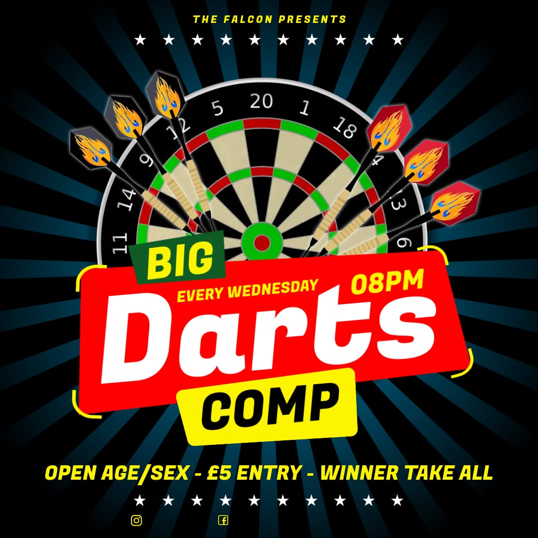 The Falcon, Kirkby (@thefalconkirkby) on Twitter photo Darts competition tonight. 8pm, £5 entry. Winner takes all. Sign on at the bar with staff! Darts competition tonight. 8pm, £5 entry. Winner takes all. Sign on at the bar with staff!