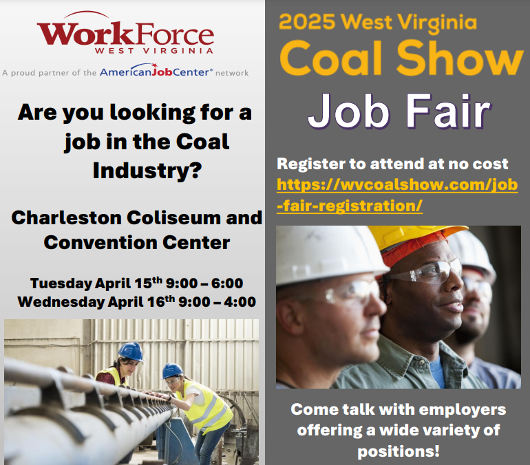 The 2025 #WestVirginia Coal Show Job Fair is happening today in Charleston now until 4 PM! Learn more: bit.ly/3Gdhozd