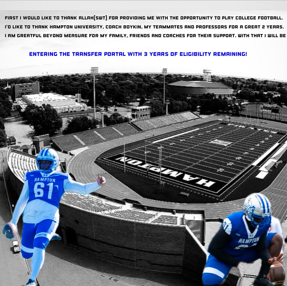 Mike ”3⭐️” Rahming | CAA Transfer Portal Punter (@rahming_mike) on Twitter photo Officially in the portal
Mike Rahming - CAA Transfer Punter
Hampton University
3yrs of eligibility
Film-youtu.be/WrgiefGaqE8?si…
All-CAA Commissioners Academic Honor Roll
<a href="/CoachMoore313/">Earl Moore</a> <a href="/Coach_Dry_/">Coach Matt Dry</a> <a href="/Norcross_FB/">Norcross Football</a> <a href="/HBCUSports1/">HBCU Premier Sports & More</a> Officially in the portal
Mike Rahming - CAA Transfer Punter
Hampton University
3yrs of eligibility
Film-youtu.be/WrgiefGaqE8?si…
All-CAA Commissioners Academic Honor Roll
<a href="/CoachMoore313/">Earl Moore</a> <a href="/Coach_Dry_/">Coach Matt Dry</a> <a href="/Norcross_FB/">Norcross Football</a> <a href="/HBCUSports1/">HBCU Premier Sports & More</a>