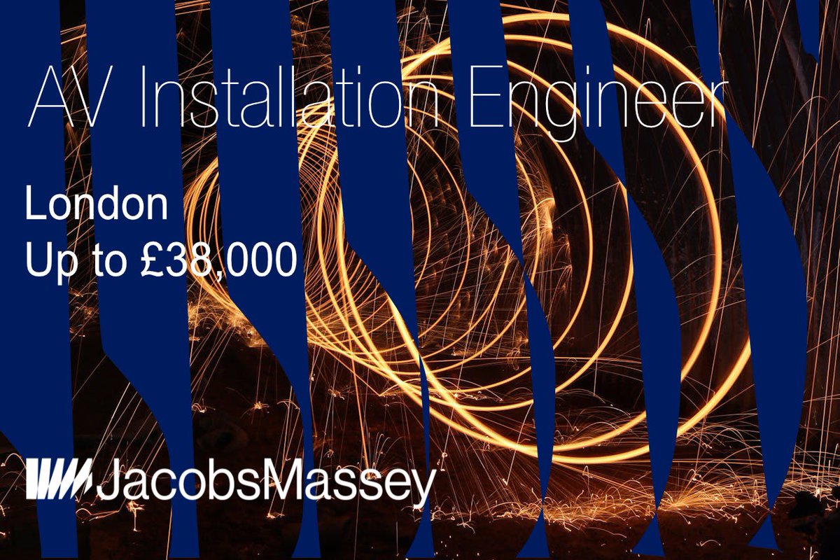 NEW AV job! Installation Engineer up to £38k + Company Benefits, London APPLY here jacobsmassey.co.uk/jobs/12212 
#AV #AudioVisual #installation #engineer #commissioning #design #hiringnow