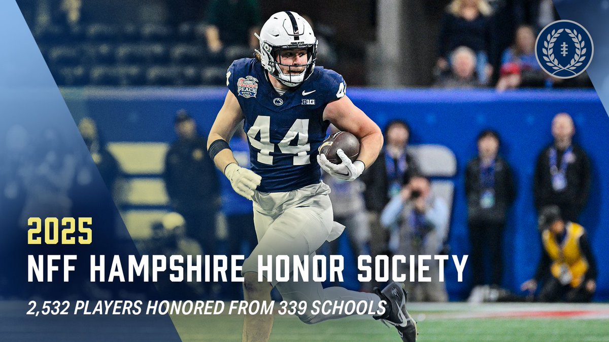 📚🏈Congrats to a record-breaking NFF Hampshire Honor Society Class, representing the best of the college gridiron for excellence on the field and in the classroom!

A record 2,532 college football players from 339 schools!

🔗⬇️
footballfoundation.org/news/2025/4/16…