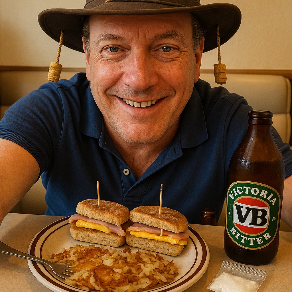 grpwinsALOT's tweet photo. Once a week I treat meself — proper ham off the bone, fried egg done just right, and hashbrowns so crispy they’d make ya nan proud. All from scratch, of course. https://t.co/VjbfLjU0rt