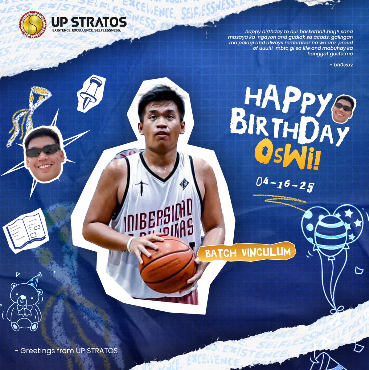 upstratos_bs's tweet photo. 𝗛𝗔𝗣𝗣𝗬 𝗕𝗜𝗥𝗧𝗛𝗗𝗔𝗬, 𝗢𝗦𝗪𝗜!!! 🏀🎉🫶

To the certified MVP on and off the court! Big love to one of the realest in UP STRATOS, from being an athlete ⛹️, hype man👏, and the guy who somehow has 100% energy all the time⚡. https://t.co/D5BKZBuiFi