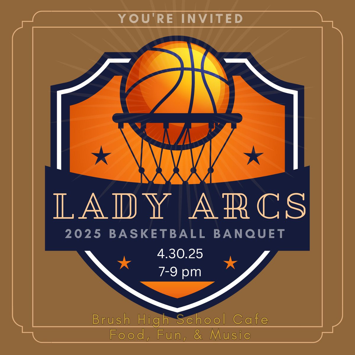 Lady Arc Awards Banquet. Wednesday April 30th at Brush HS.