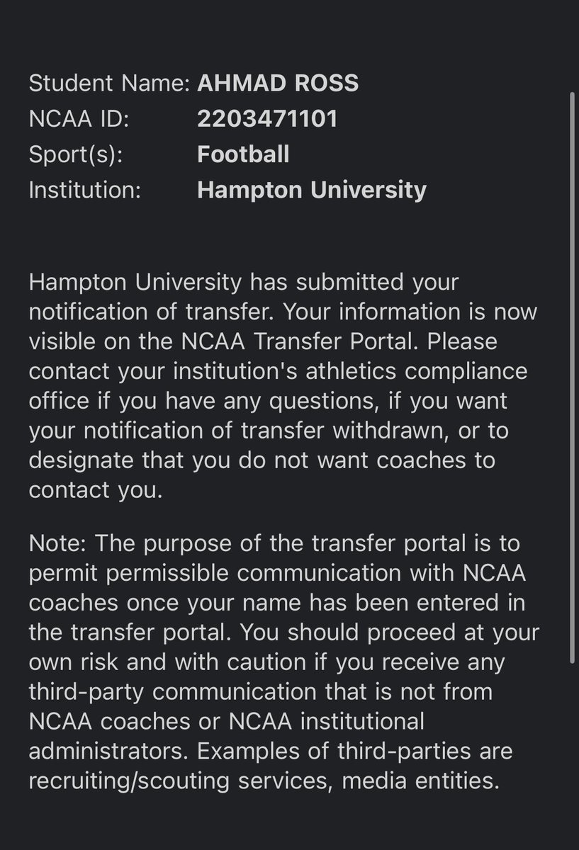 Officially in the portal with 3 years of eligibility remaining 👀