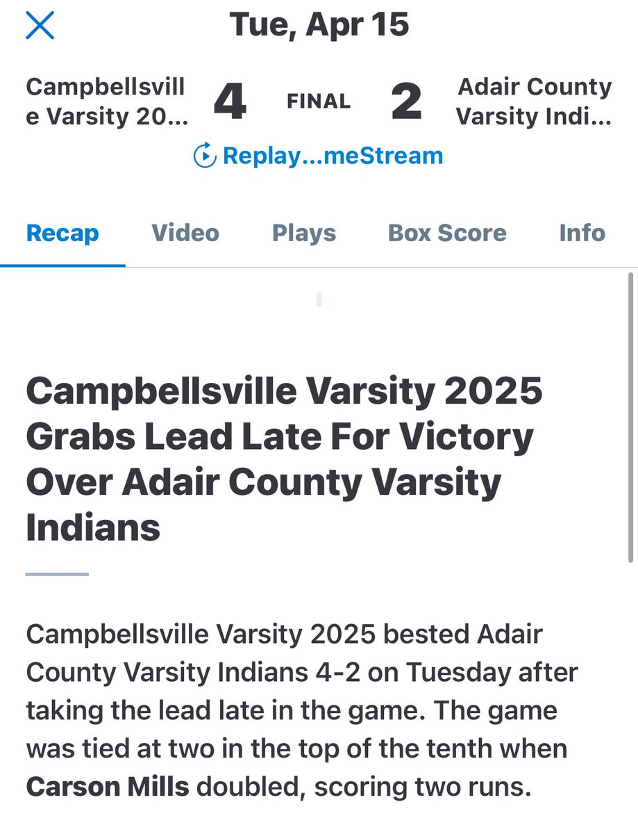KY Canes Premier 2027 (@canesky2027) on Twitter photo <a href="/CarsonM2442/">Carson Mills</a> with a double scoring 2 in T10 to beat a damn good Adair County team. <a href="/CanesKentucky/">Canes Kentucky</a> <a href="/CarsonM2442/">Carson Mills</a> with a double scoring 2 in T10 to beat a damn good Adair County team. <a href="/CanesKentucky/">Canes Kentucky</a>