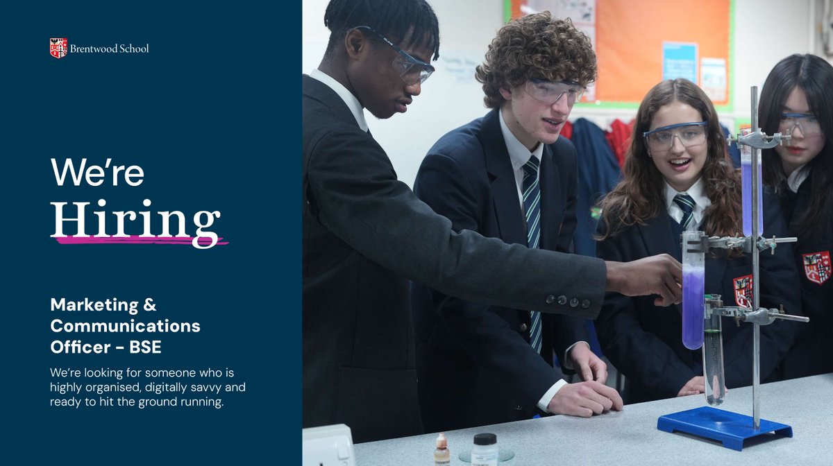 🚨 We’re hiring! 🚨

Brentwood School Enterprises is entering an exciting new chapter- and we’re looking for a creative, driven Marketing &amp; Communications Officer to help lead the way.

👉 Apply now via the Brentwood School website ow.ly/SI1v50VBBJI