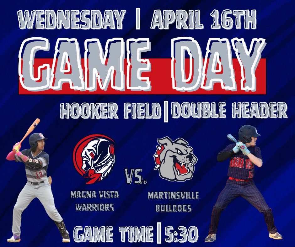 The boys are back on the road today at Hooker Field. Double Header vs. Martinsville, come out and support. #VistaMade