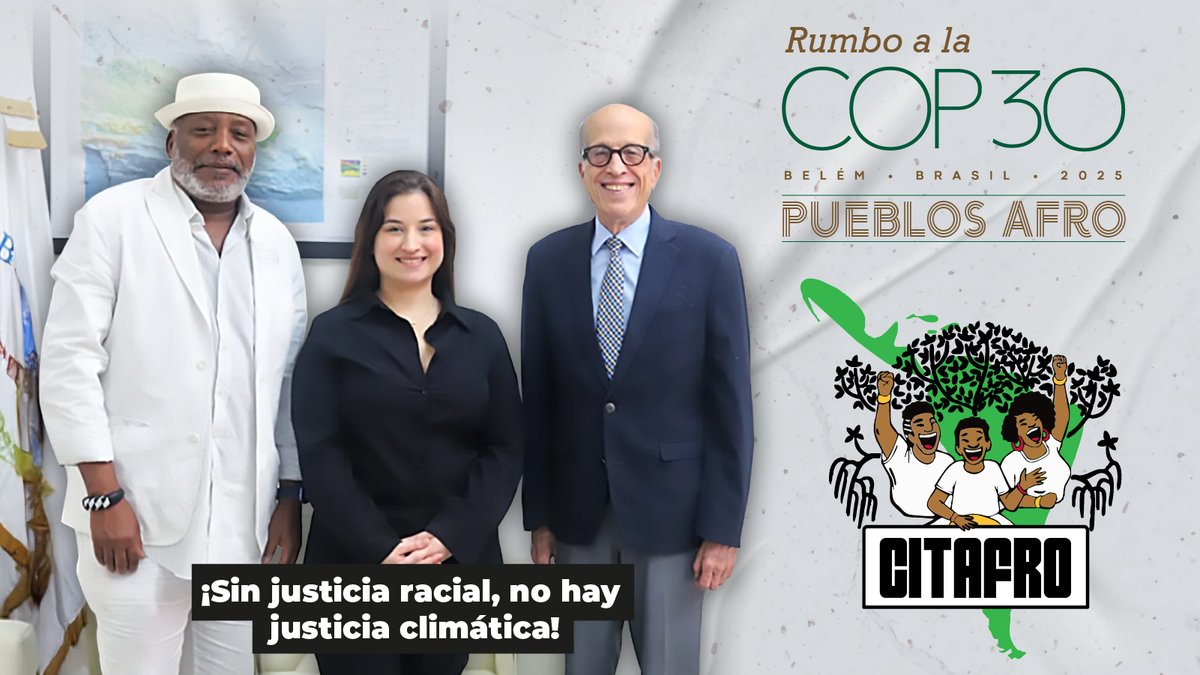 CITAFRO's tweet photo. ✊🏿 Estuvimos en el @CambioClimaRD, posicionando la agenda afrodescendiente. Junto a @dasolano2 de #CITAFRO, @saravictoria27 (Vicepresidenta #COP30) y @Max_Puig, compartimos la urgencia de una transición que reconozca a los pueblos afro, rurales e insulares. 👇🏽🧵 https://t.co/2r9h3bNoBc