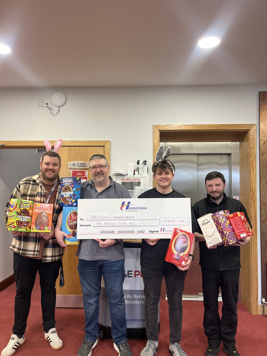 _HendersonTech's tweet photo. A huge 𝐓𝐇𝐀𝐍𝐊 𝐘𝐎𝐔 to everyone who donated easter eggs, wine, vouchers, plants and more for our charity raffle and hamper in aid of 𝐏𝐚𝐫𝐤𝐢𝐧𝐬𝐨𝐧’𝐬 𝐍𝐨𝐫𝐭𝐡𝐞𝐫𝐧 𝐈𝐫𝐞𝐥𝐚𝐧𝐝! 🐣💜

Thanks to the generosity of our team and partners, we raised over £𝟒𝟎𝟎 💙👏 https://t.co/KpjbDdeIIE