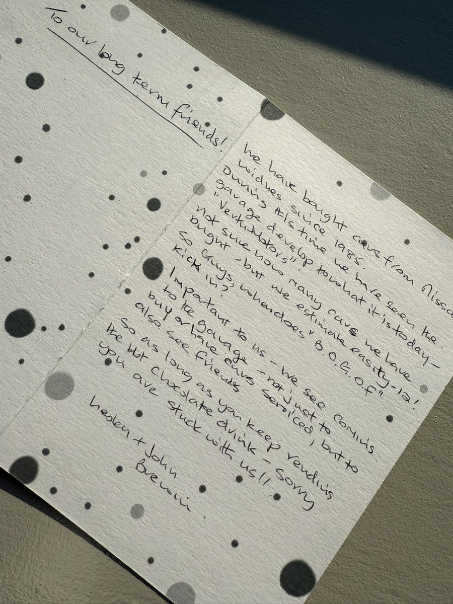 HUGE thanks to a lovely couple who have been buying cars from us since 1985.

A card &amp; cakes for us as a thank you for another car. They estimate they’ve bought about 12 from us in that time. 😍

Thank you for trusting us! 🙏🏼

<a href="/VertuMotors/">Vertu</a> <a href="/NissanUK/">NissanUK</a> <a href="/VertuWidnes/">Vertu Motors Nissan Widnes</a> 
#loyalty