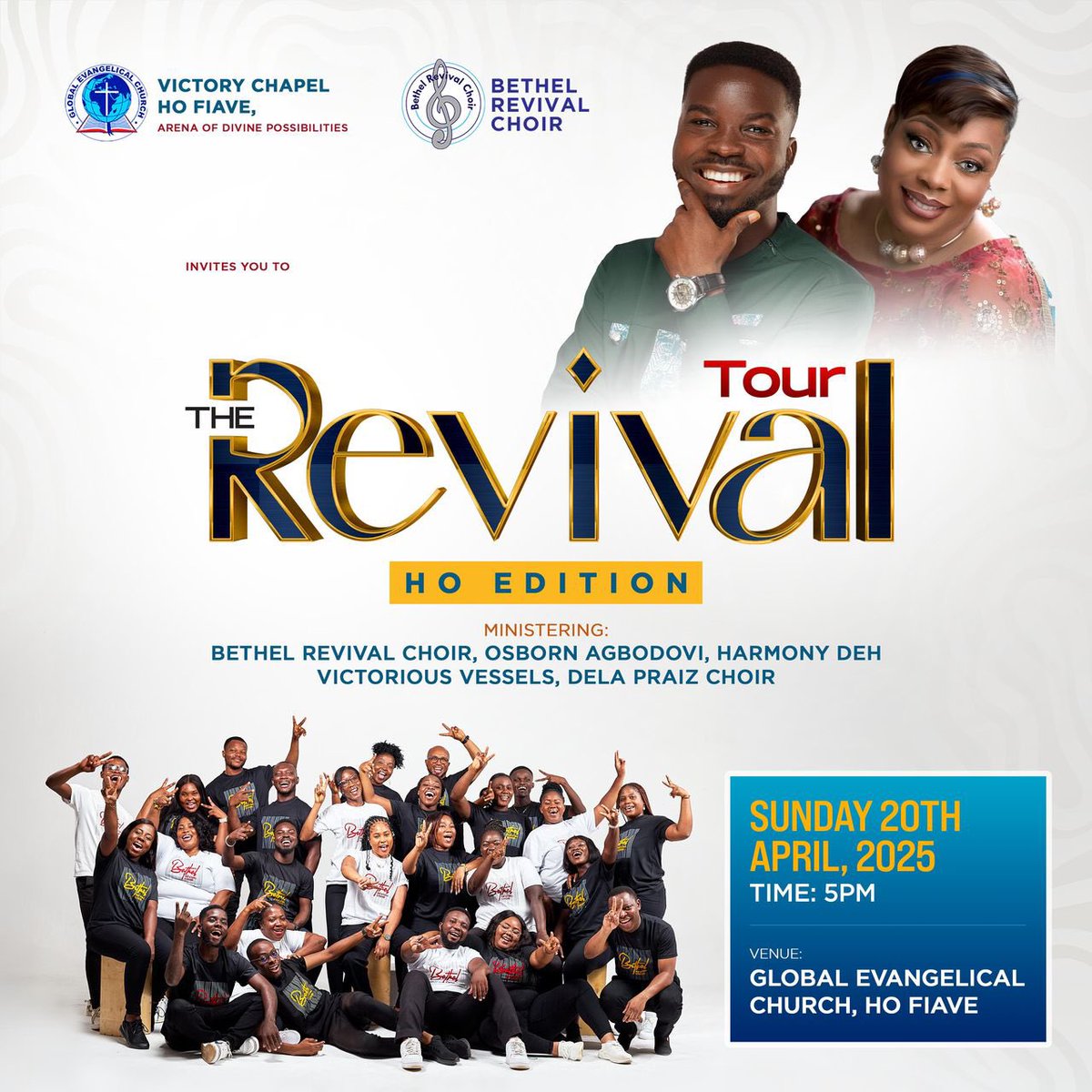 ANewDavid's tweet photo. The REVIVAL TOUR bus makes its first stop at Ho (Volta Region)

Date: Sunday, 20th April 2025
Time: 5pm
Venue: Global Evangelical Church, Victory Chapel, Ho Fiave

Revival is here!!

Invite someone
See you!!

#ready #revival #revivaltour #sunday #bethelrevivalchoir https://t.co/oLV7JnLWBr