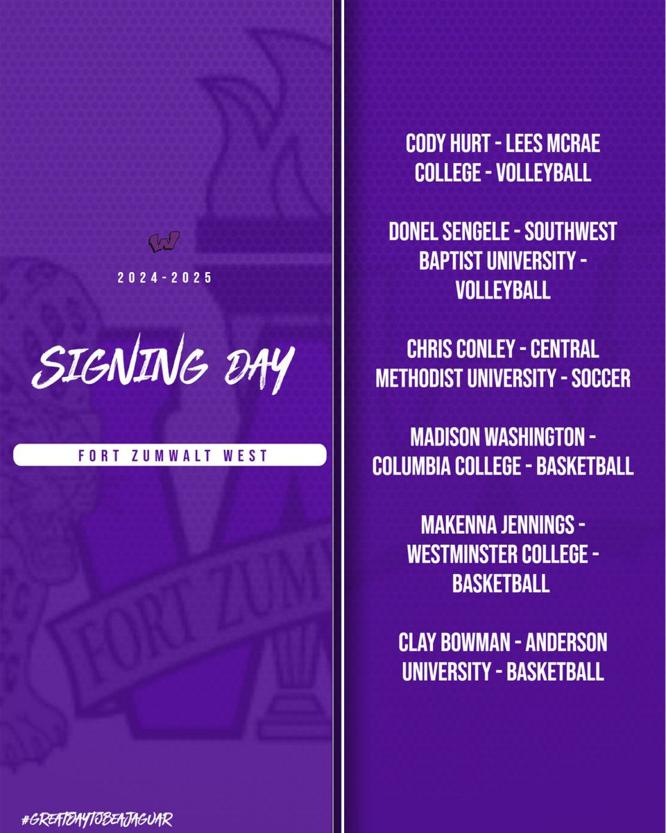 Looking forward to celebrating these Jags today as they sign to continue their academic and athletic careers at the next level.  Come by the library after school.  #greatdaytobeajaguar