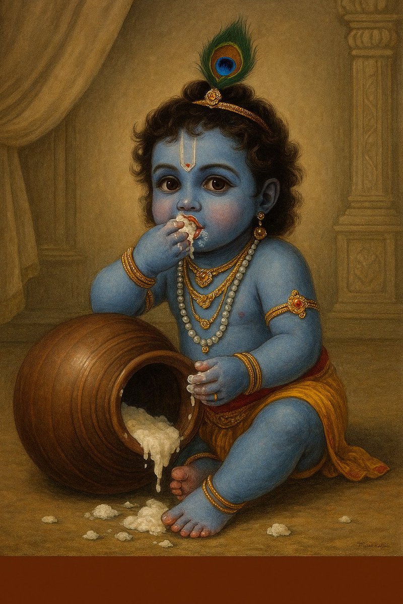 KP_Patel_'s tweet photo. “Makhan churane wala ek din man chura le gaya,
Baal roop mein Bhagwan ka darshan ho gaya.”
#BaalGopal #MakhanChor #Kanha #KrishnaLove #DivineChild #ShriKrishna #BhaktiVibes #SanatanDharma #RadheRadhe #KrishnaBhakt https://t.co/XYrnQtp08D