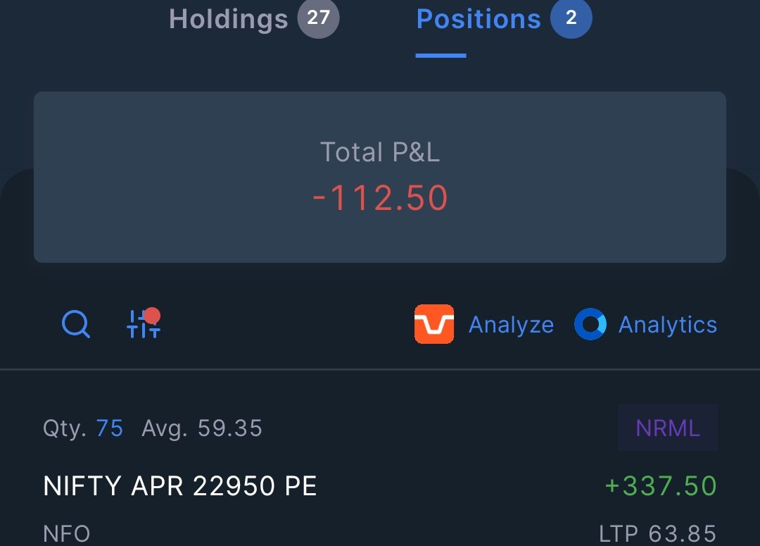 TamilSelvanN1's tweet photo. Intraday: -0.62 (allocated cap 20L)
Positional: on-going (allocated cap 5L)
#SmallScaleRetailer https://t.co/v5kq9vN6hs