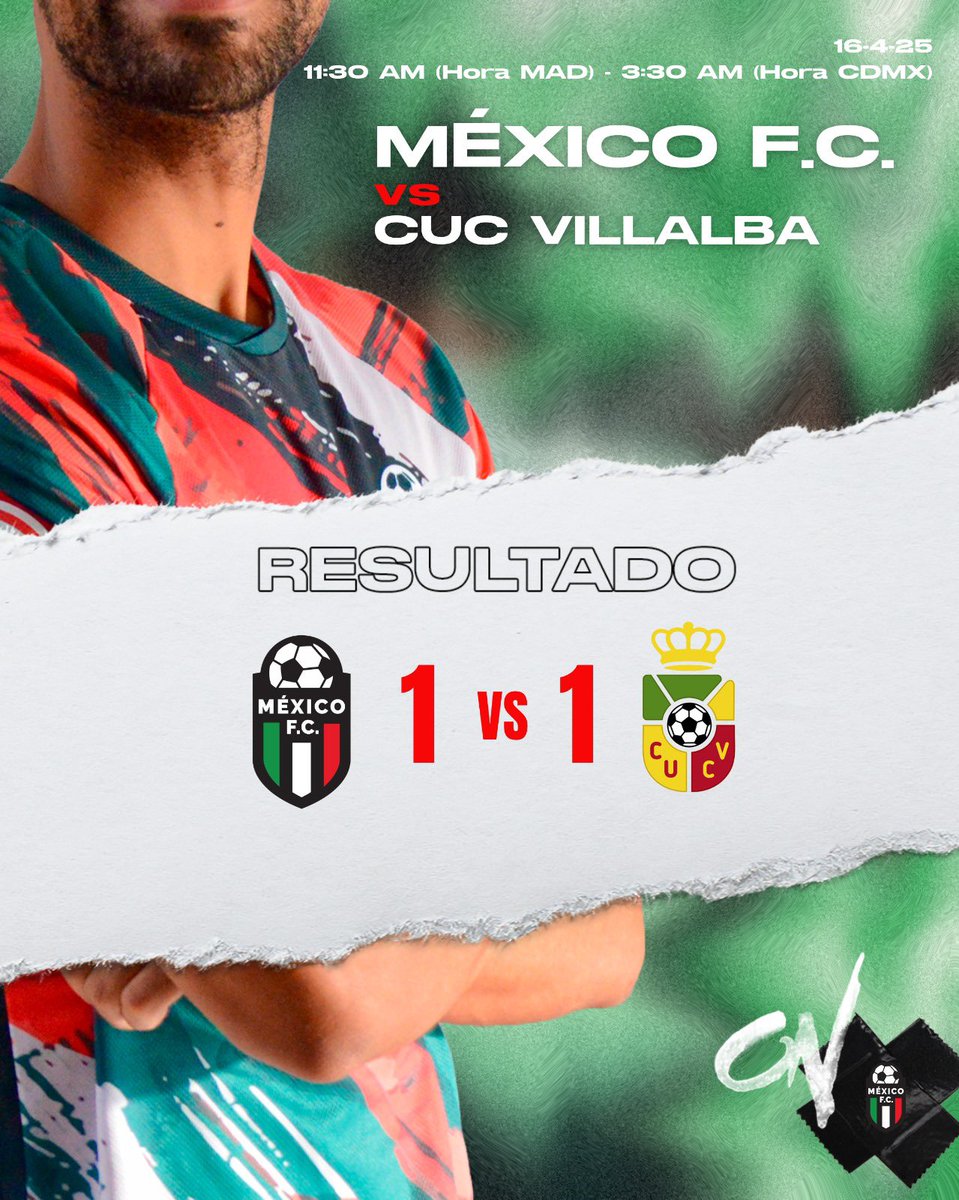¡𝙁𝙞𝙣𝙖𝙡 𝙙𝙚𝙡 𝙥𝙖𝙧𝙩𝙞𝙙𝙤! 🤜🤛

México FC🇲🇽 1-1 CUC Villalba 🟢🔴

⚽️ Andrei Apostu 

Importante seguir sumando de local 🦅

#MéxicoFC🇲🇽
