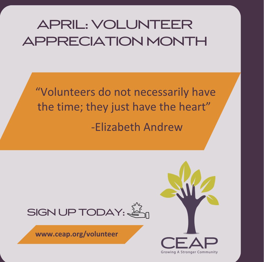 Make time for a cause, a community, a neighbor! CEAP has opportunities in our Food Market, Meals on Wheels and the Turning Leaf Thrift Program. 

Want to learn more? ceap.org/get-involved/