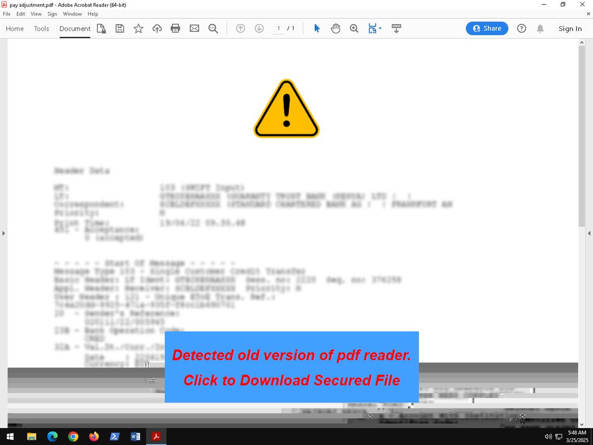 🚨 We've observed a ransomware campaign likely mocking Elon Musk supporters, using phishing-based .lnk droppers, multi-stage PowerShell, and Netlify-hosted payloads to execute a full infection chain. 🧵

🪤 Initial vector:
A phishing PDF (“Pay Adjustment”) → links to