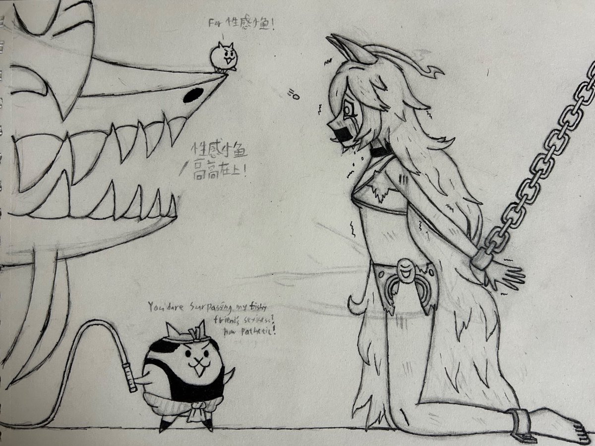 daliasan/性感小鱼 was so jealous that dasli was hot and being more popular than him so he managed to torture her with hikyaku(courier) and li'l for “insulting” him.
#battlecats #にゃんこ大戦争 #貓咪大戰爭