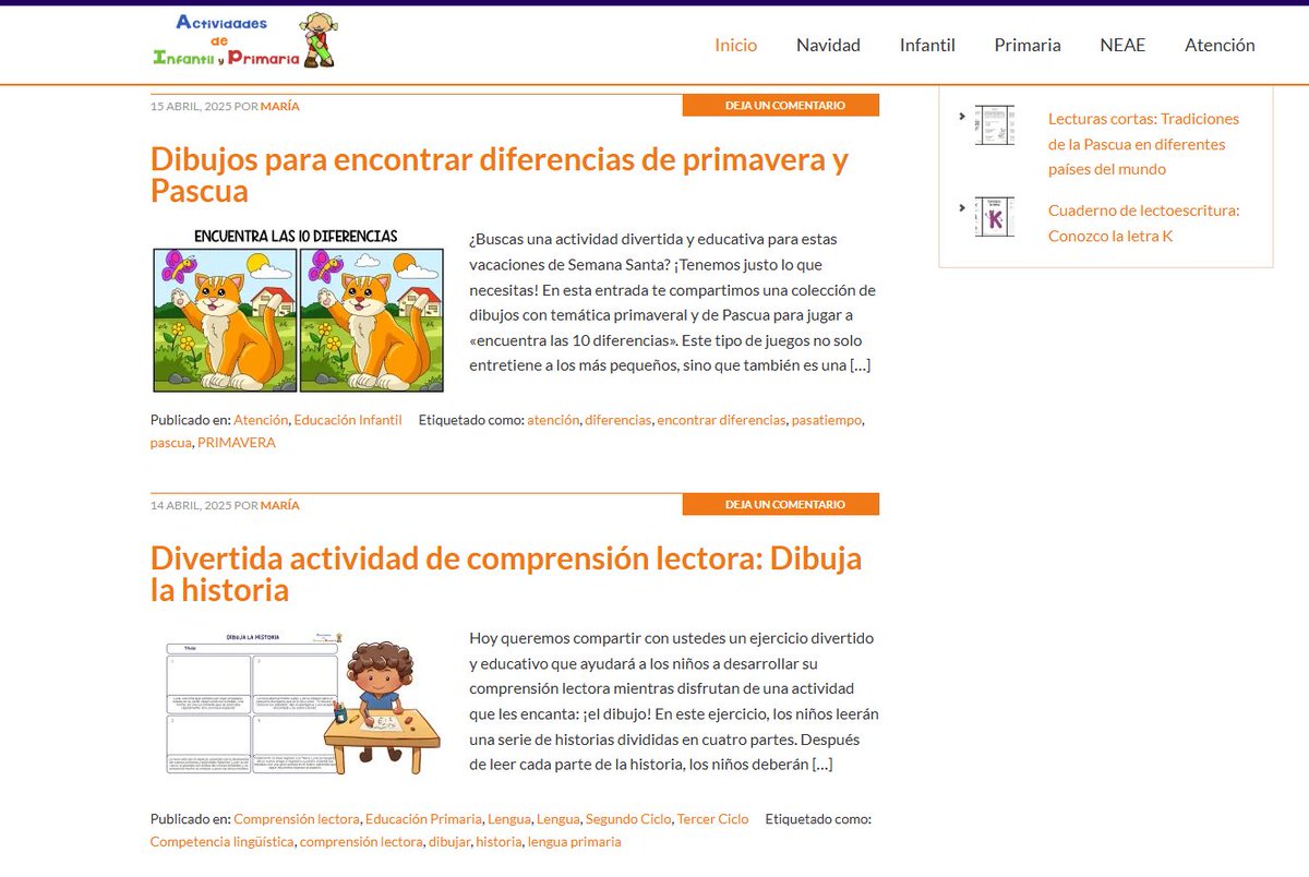 En esta página podéis encontrar una gran cantidad de actividades descargables para trabajar distintas asignaturas de Infantil y Primaria.
Esperamos que sea de utilidad. 😊
actividadesdeinfantilyprimaria.com