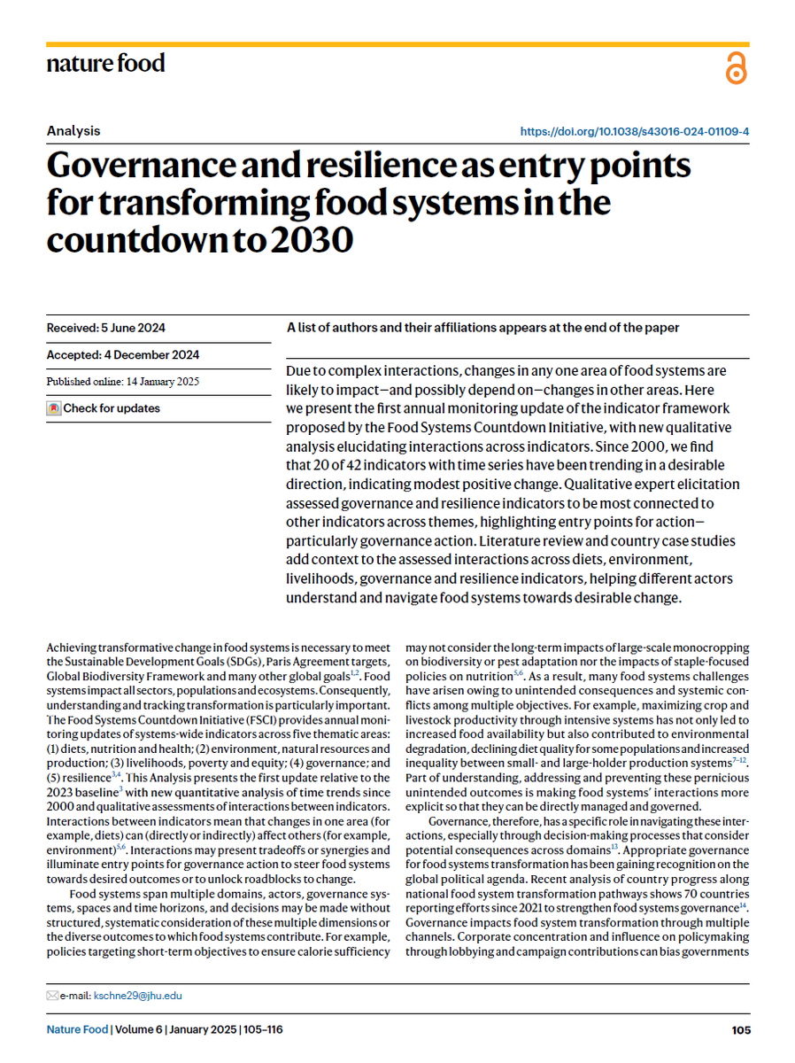 Wednesday Wisdom for #Nutrition🌍🍽️#foodsystems transformation is critical as we race to 2030 global goals! A📰by Food Systems Countdown Initiative tracks global progress &amp; revealed just 20 of 42 global #foodsystems indicators show progress since 2000
🔗 👉bit.ly/3CHb41g
