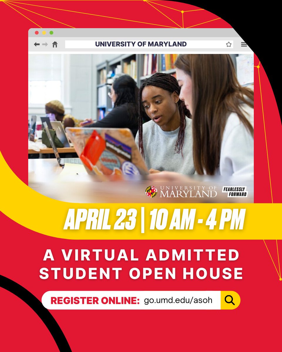 #UMD2029, explore UMD at our virtual Admitted Student Open House on Wednesday, April 23 at 10 a.m. Virtually experience the resources and opportunities that UMD has to offer and connect with your peers, current students, faculty and staff! Register now at go.umd.edu/asoh
