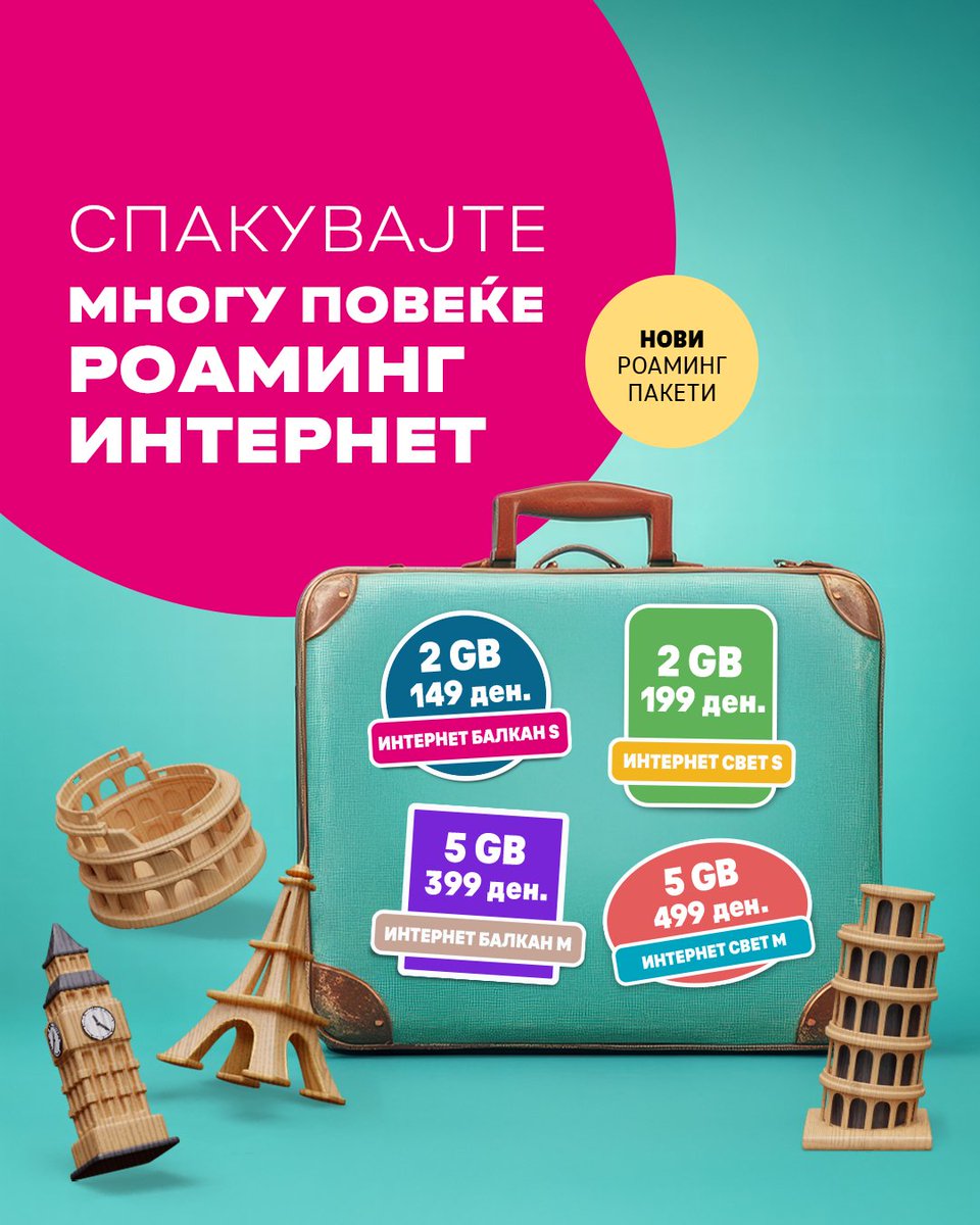 Со новите Интернет Балкан и Интернет Свет роаминг пакети сега добиваш повеќе роаминг интернет со важност од 30 дена во повеќе од 55 земји во светот!🌍🌐

📲 Активирај преку Telekom MK App и уживај безгрижно додека патуваш: telekommk.page.link/Roaming!

#telekom_mk #TelekomMKApp