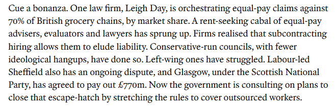 I'm not yet sure most Brits have realised the appalling mess "equal-value" pay claims are causing.

Councils are going bankrupt, business may have to fork out millions (and so raise prices).

Worse, the government is consulting on changes that'd make bringing them easier.