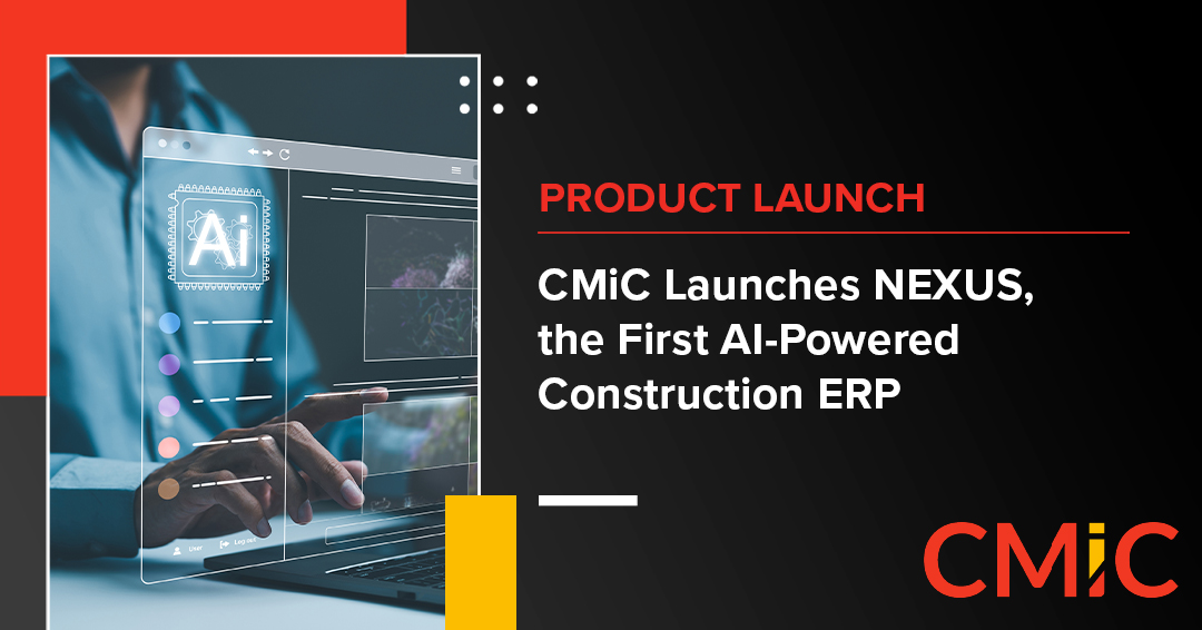 cmicsoftware's tweet image. We’re excited to announce CMiC’s official launch of NEXUS, the first-ever AI-powered construction ERP!

Featuring groundbreaking features such as &quot;Ask AI,&quot; this innovative solution is designed to help construction firms make sound data-driven decisions, boost productivity, and…