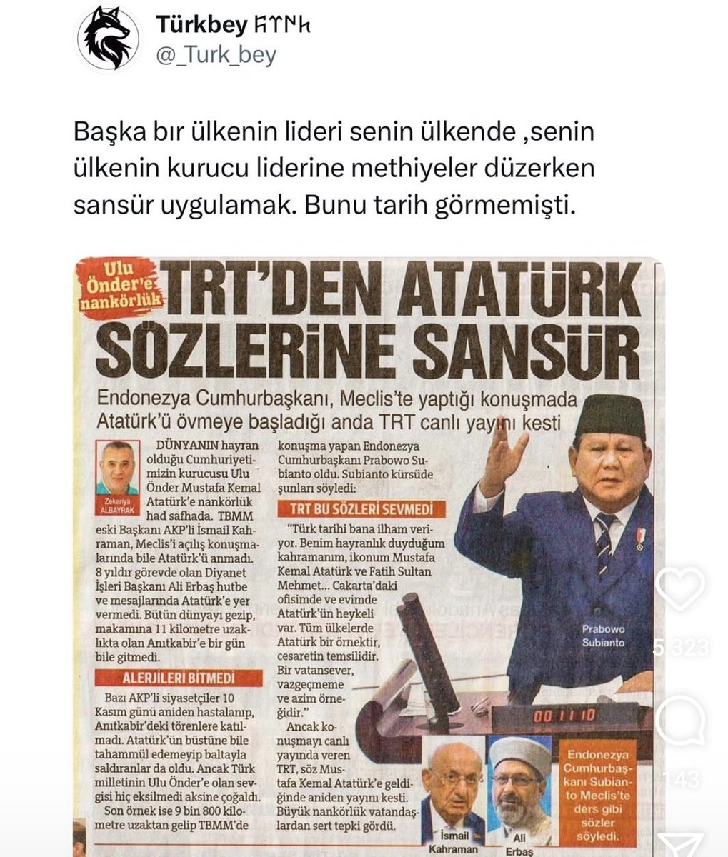 Bu ülkenin devlet tv'si trt, konuk cumhurbaşkanı Atatürk'ü överken yayın kesti. Bu hainliğin hiç bir dilde, dinde, ahlakta izahı yoktur. Allah belanızı versin.

Süreyya Önder öcalan akp mhp chp iyi dem başkanlık ekrem beylikdüzü
