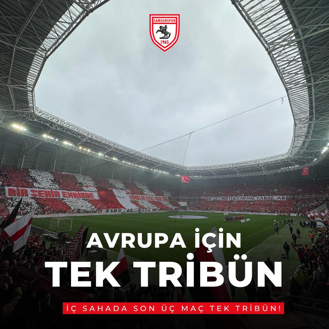 SEN BEN YOK ‼️
SAMSUNSPOR VAR ‼️

AVRUPA İÇİN TEK TRİBÜN ‼️
İÇ SAHADA SON ÜÇ MAÇ TEK TRİBÜN ‼️ 

TEK TRİBÜN ‼️
TEK SES ‼️
TEK NEFES ‼️

❤️🤍💪

#AvrupaİçinTekTribün
#avrupaiçintektribün
#Samsunspor
#HedefAvrupa