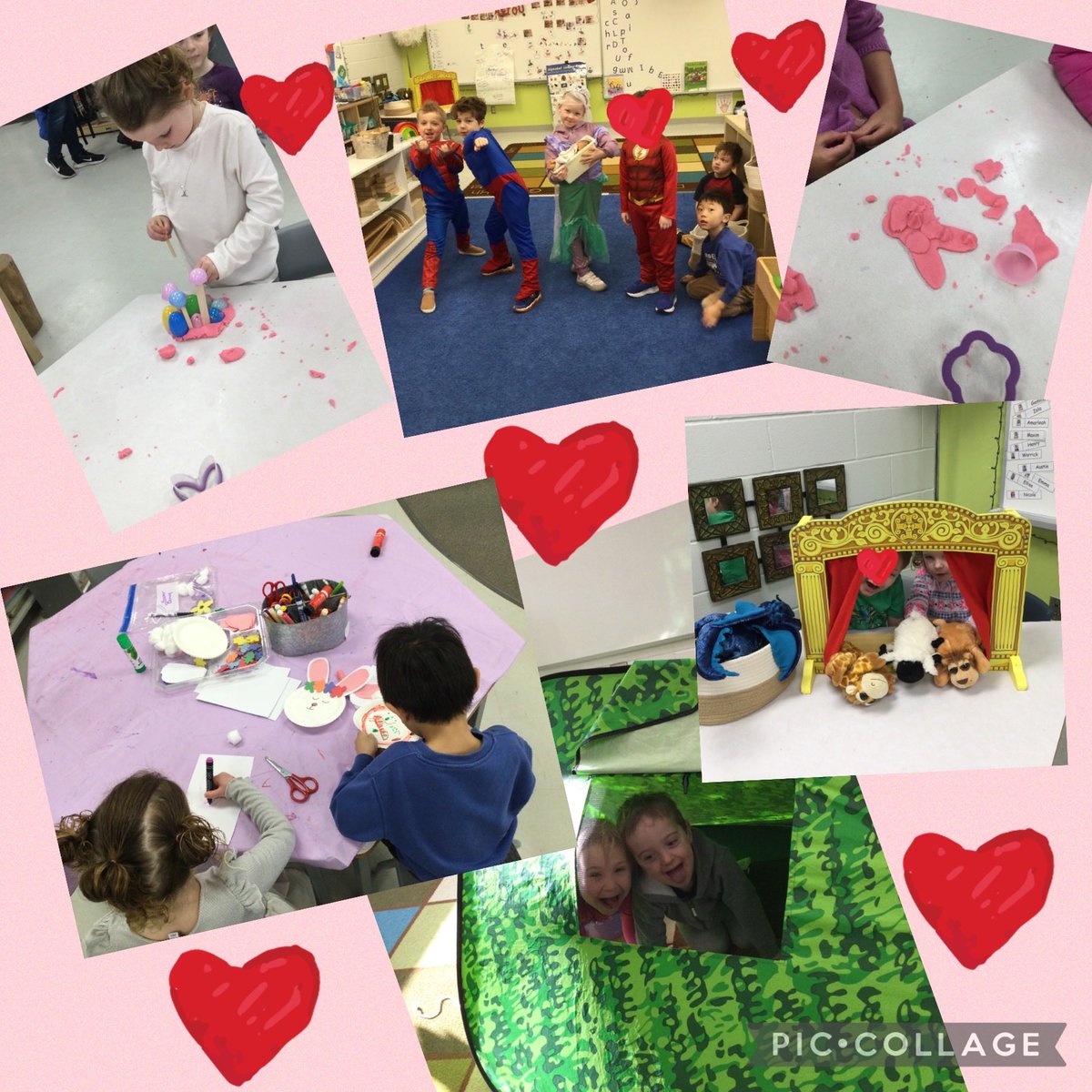 StonehavenELC's tweet photo. The Kinder’s had lots of fun playing a superhero game,setting up their own tent, and making Easter bunnies with play dough and paper plates . They were so excited and busy with all the fun activities.! https://t.co/r90AirOI9d