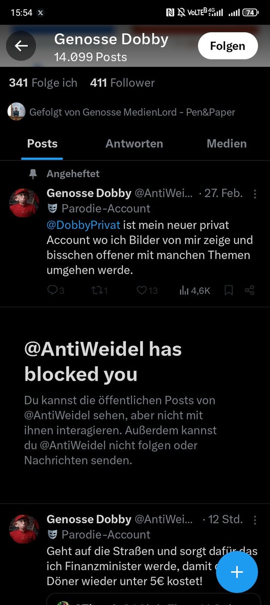 RaggaLover (@altegamertv) on Twitter photo Warum sind Menschen wie <a href="/AntiWeidel/">☭Coach Dobby☭</a> immer so fragil?
Erst teilt sie unentwegt aus, so gar nicht Lady Like, und dann wird Man(n) geblockt. 🤣
Ich werde dich immer im Herzen tragen, Süße 😘 Warum sind Menschen wie <a href="/AntiWeidel/">☭Coach Dobby☭</a> immer so fragil?
Erst teilt sie unentwegt aus, so gar nicht Lady Like, und dann wird Man(n) geblockt. 🤣
Ich werde dich immer im Herzen tragen, Süße 😘
