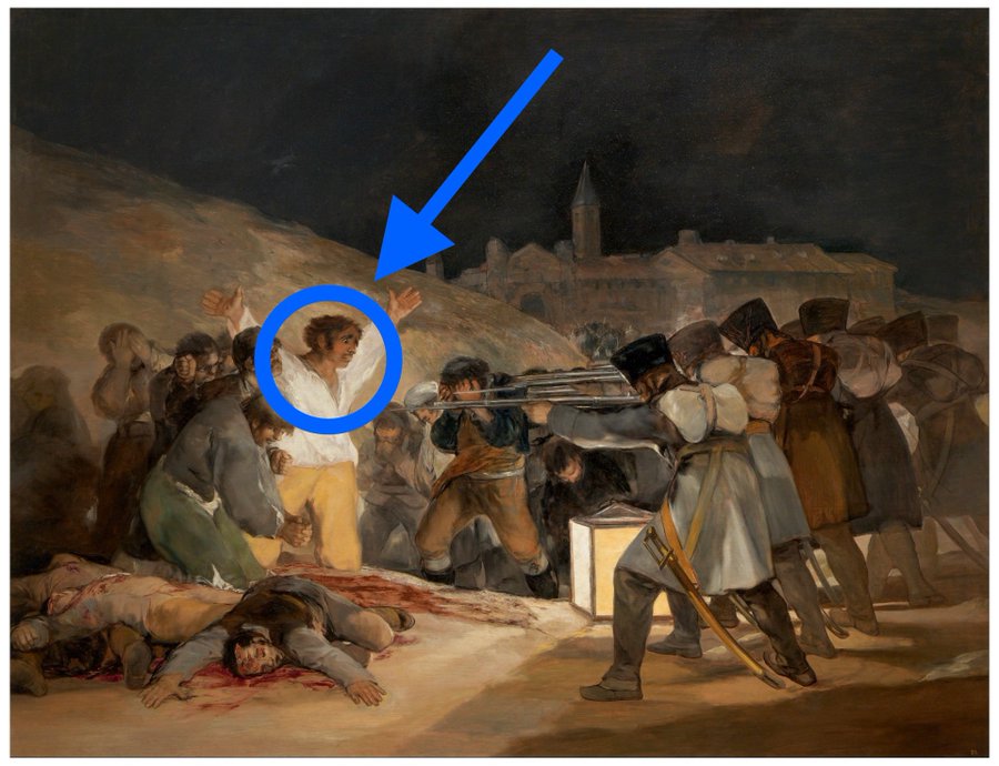 fernandoplazap's tweet photo. Para conmemorar el aniversario del fallecimiento de GOYA, os traigo un maravilloso detalle de su obra "Los fusilamientos" en este minihilo 🧵

¿Te vienes? https://t.co/DiQdwowAqv