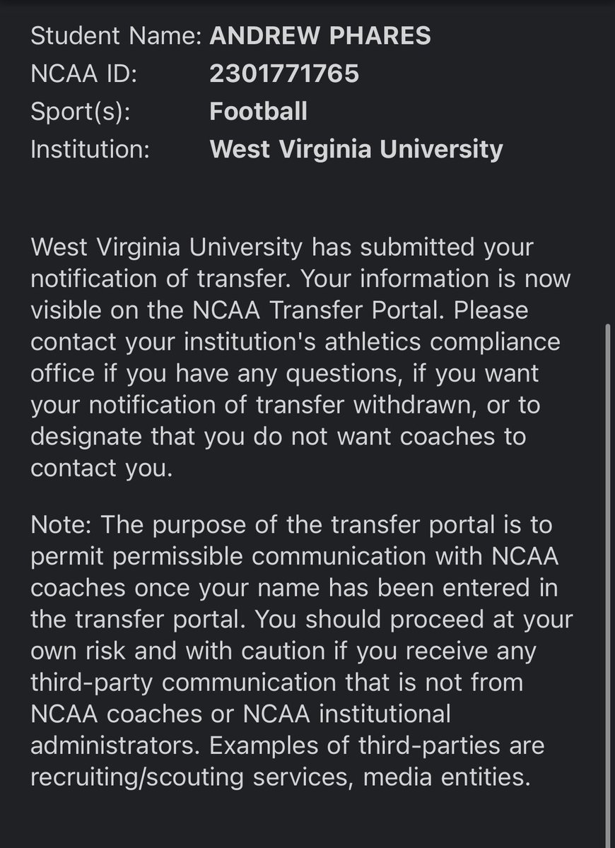 Officially in the portal!
3.3 GPA
4 years of Eligibility