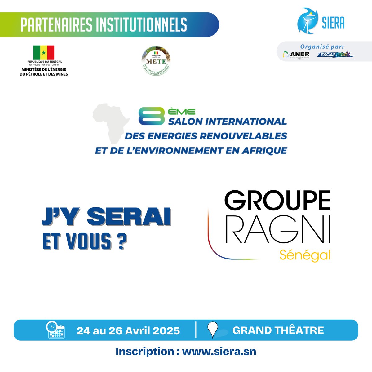 Siera2025's tweet photo. 💡 𝐑𝐚𝐠𝐧𝐢𝐒𝐞́𝐧𝐞́𝐠𝐚𝐥 rejoint le #SIERA2025 avec son Responsable Filiale M.Birama L. DIOP! Découvrez leurs solutions high-tech pour réseaux électriques intelligents.
📅 24-26 avril 2025📍 Dakar
👉 Rencontrez-les sur leur stand
#GroupeRagniSénégal https://t.co/z1KIFeiUBc
