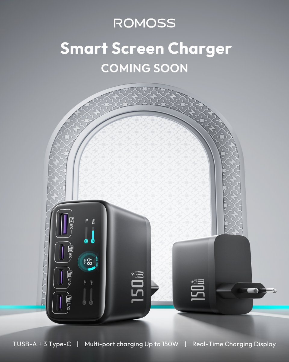 ROMOSSMEA's tweet photo. Introducing ROMOSS 4-Port GaN Charger with Screen Display at GITEX Africa!⚡ Enjoy ultra-fast charging and wide compatibility—all in one sleek device. 🔌✨

#ROMOSS #RedefineCharging #FastCharging #GITEXAfrica #GITEXAfrica2025 #GITEX https://t.co/BSFP8r7Kd1