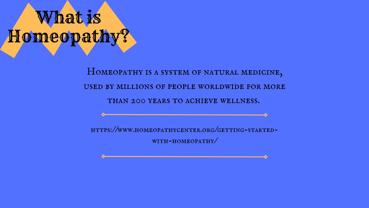 What is homeopathy? Homeopathy is a system of natural medicine, used by millions of people worldwide for more than 200 years to achieve wellness. For more information along with educational graphics, visit the NCH!

homeopathycenter.org/getting-starte…

#homeopathychoice #savehomeopathy