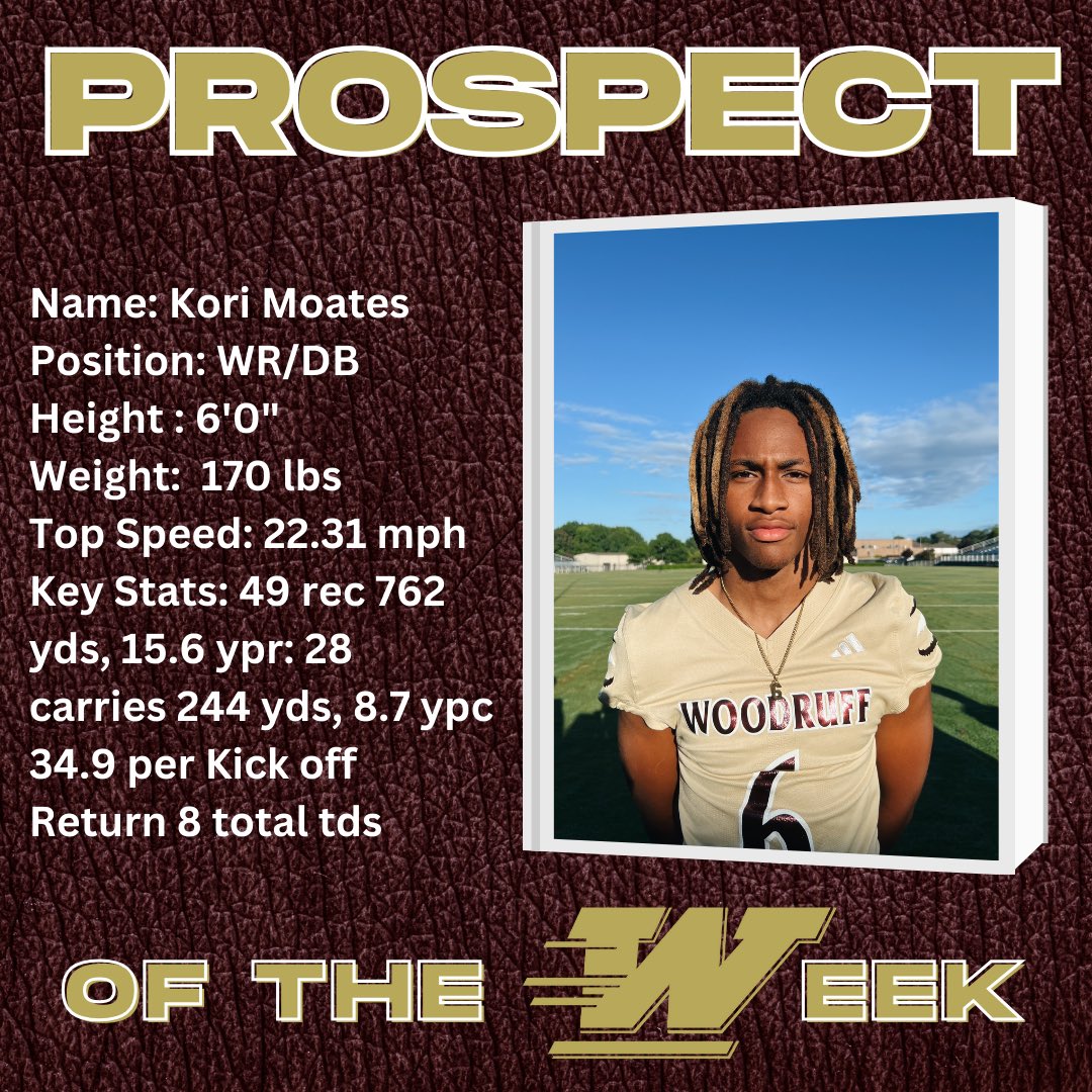 Brett Sloan (@coachsloan10) on Twitter photo This week’s <a href="/WoodruffFB/">Woodruff Wolverines Football</a> prospect of the week does it all on the football field. <a href="/korimoates4/">Kori Moates</a> is dynamic. <a href="/AppState_FB/">App State Football</a> <a href="/GWUFootball/">Gardner-Webb Football</a> <a href="/NickLilly46/">Nick Lilly</a> <a href="/CoachCLewis87/">Chris Lewis</a> #EATT #RecruitTheDruff This week’s <a href="/WoodruffFB/">Woodruff Wolverines Football</a> prospect of the week does it all on the football field. <a href="/korimoates4/">Kori Moates</a> is dynamic. <a href="/AppState_FB/">App State Football</a> <a href="/GWUFootball/">Gardner-Webb Football</a> <a href="/NickLilly46/">Nick Lilly</a> <a href="/CoachCLewis87/">Chris Lewis</a> #EATT #RecruitTheDruff