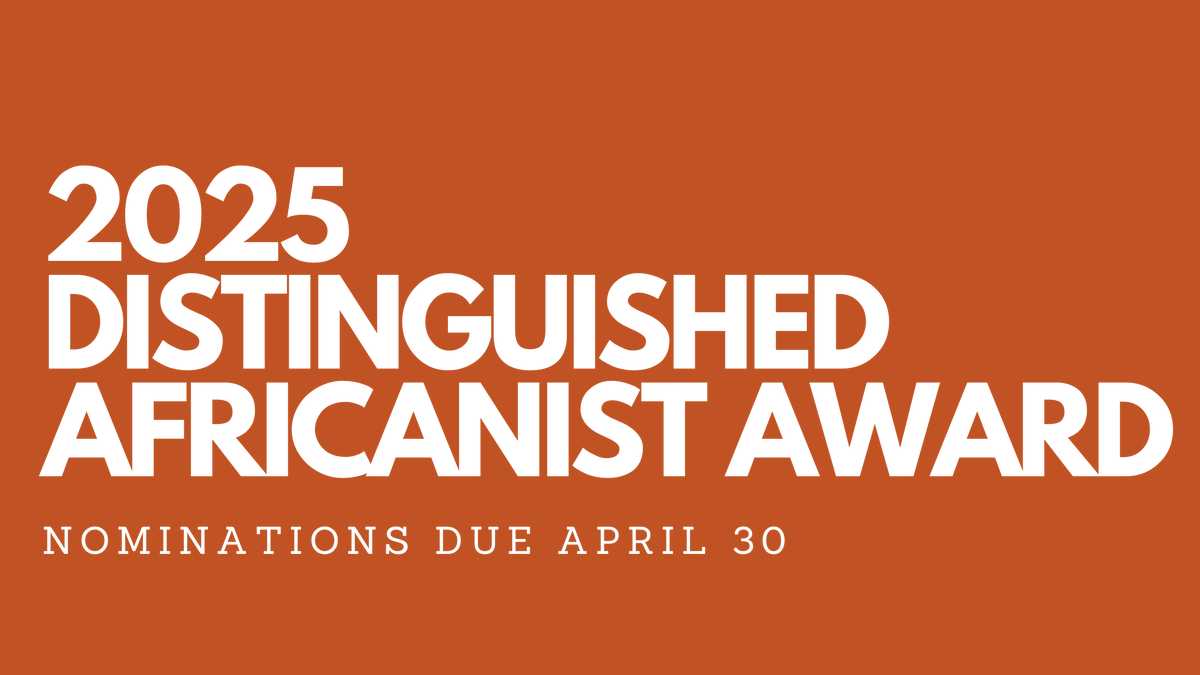 Nominate a colleague for their distinguished lifetime contributions to the field of African Studies. The deadline is April 30, so don't delay. Complete information on the nomination process can be found here africanstudies.org/awards-prizes/…