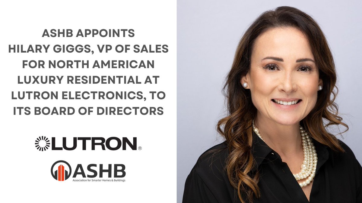 ashb_news's tweet image. ASHB is excited to welcome Hilary Giggs of Lutron to the ASHB Board of Directors! Her leadership in smart lighting and connected living will help drive the future of intelligent, sustainable environments.

ow.ly/1CvG50VALJK

#SmartBuildings #SmartHomes #ConnectedLiving