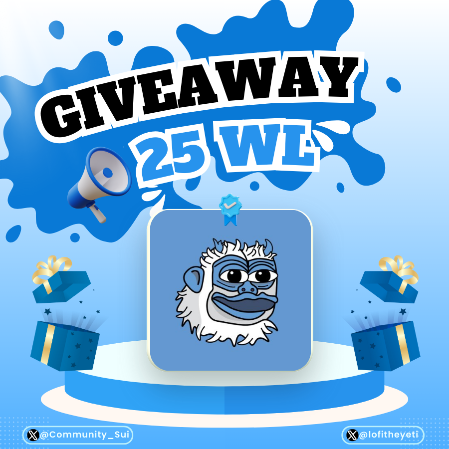 Community_Sui's tweet photo. GIVEAWAY WHITELIST 🪂

The official $LOFI NFT collection is coming soon 🧊 - powered by @lofitheyeti 

🎁 Rewards: x25 Whitelist 🚀

Requirements
1️⃣ Follow @lofitheyeti & @eyezenhour
2️⃣ Like, RT & tag 2 friends
3️⃣ Comment your #Sui wallet address 👇

⌛️ Limited! Don't miss this great opportunity.

#Sui #SuiCommunity #Lofi