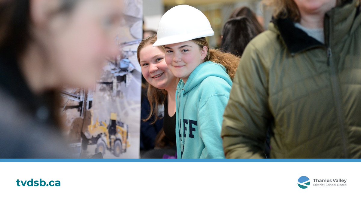 TVDSB's tweet photo. Female-identifying students from across Thames Valley explored exciting career opportunities last week at #DreamBigLondon Career Discovery Expo! Students met top employers, tried hands-on activities, and listened to speakers from diverse career paths. #TVDSB #BuildADream https://t.co/TrCjRk2BzW