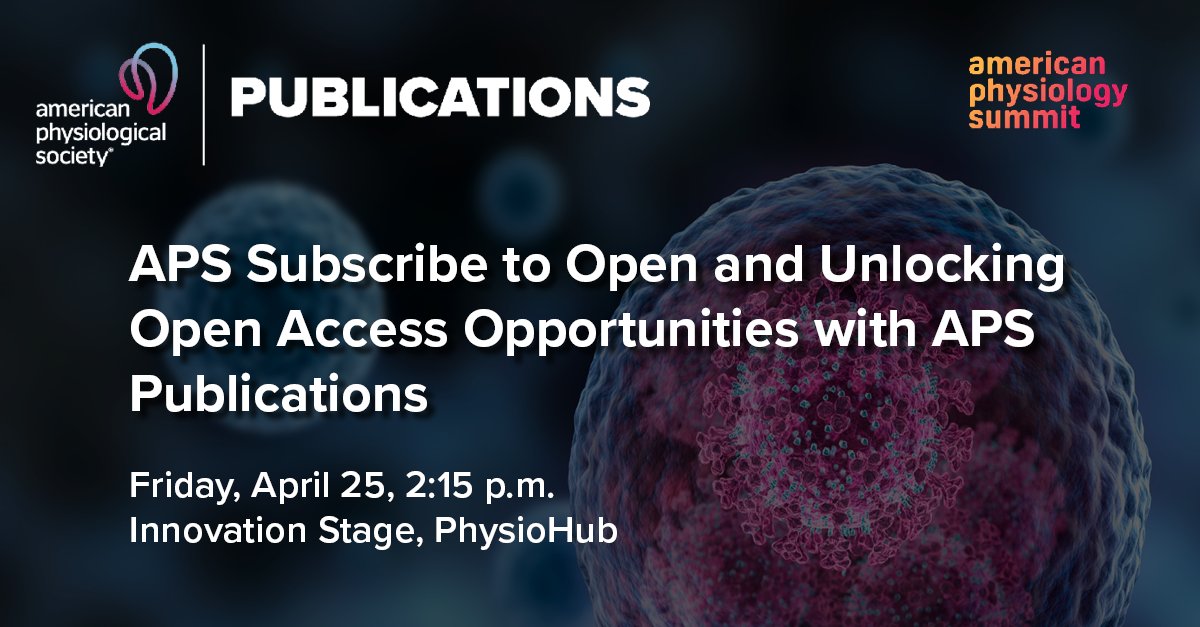 APS Publications (@apspublications) on Twitter photo Creating your schedule for #APS2025? Don't miss this Publish with Purpose session! 🗓️
Friday April 25 2:15 PM
@apsphysiology #Subscribe2Open and Unlocking #OpenAccess Opportunities with <a href="/APSPublications/">APS Publications</a>
Baltimore Convention Center PhysioHub Innovation Stage Creating your schedule for #APS2025? Don't miss this Publish with Purpose session! 🗓️
Friday April 25 2:15 PM
@apsphysiology #Subscribe2Open and Unlocking #OpenAccess Opportunities with <a href="/APSPublications/">APS Publications</a>
Baltimore Convention Center PhysioHub Innovation Stage