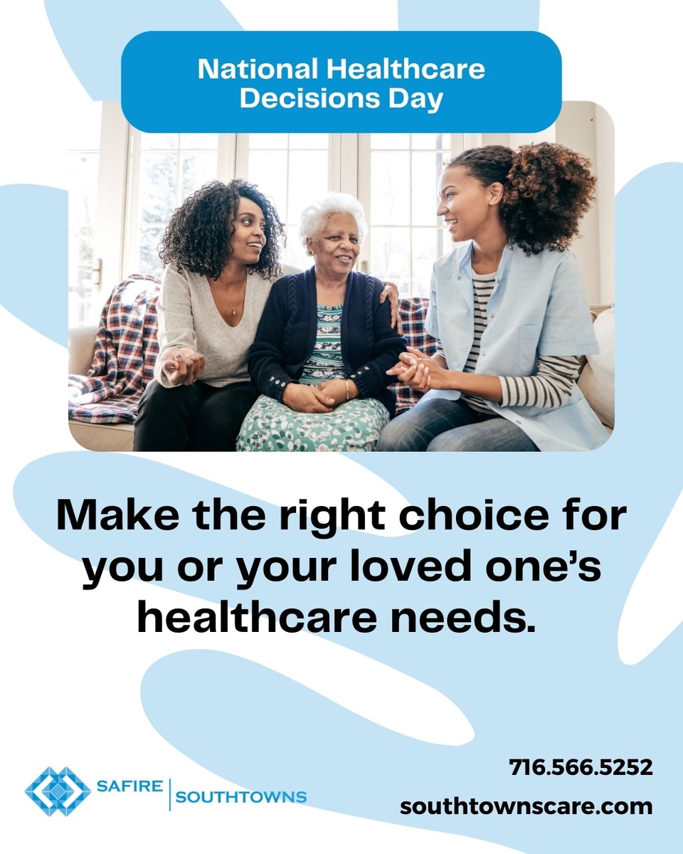 💡 It's National Healthcare Decisions Day! 💡
Make the right choice for you or your loved one’s healthcare needs. At Southtowns Care Center, we offer personalized care to ensure the best possible quality of life. Contact us today to discuss your options and make informed decision