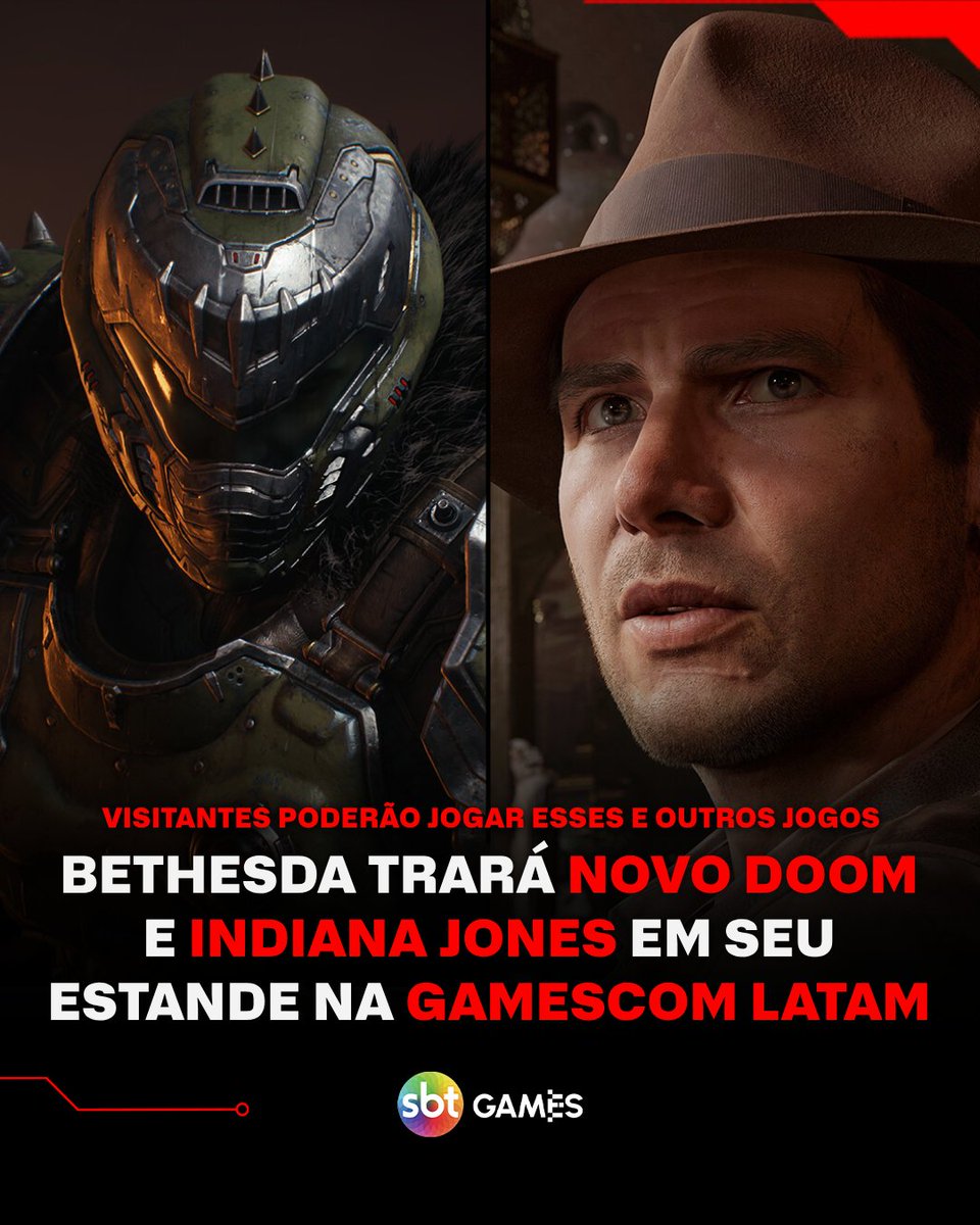 A Bethesda está oficialmente confirmada na edição de 2025 da gamescom latam, e esta será a primeira participação da publisher, que trará DOOM: The Dark Ages, Indiana Jones e o Grande Círculo e diversos outros jogos em seu estande.

tinyurl.com/sbt282258