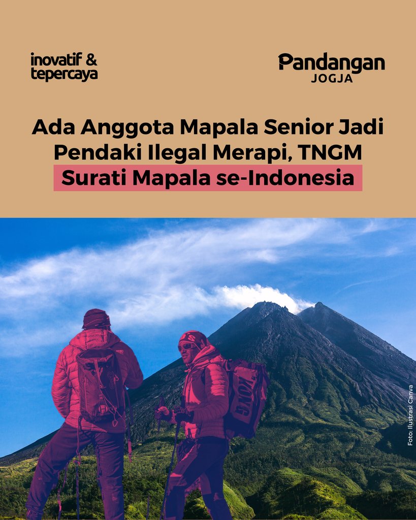pandangan_jogja's tweet image. Petugas TNGM dapati anggota Mapala yang juga alumni salah satu perguruan tinggi di Surakarta, naik Gunung Merapi secara ilegal. Pihaknya akan mengirim surat ke sejumlah kampus dan Mapala.

Selengkapnya, klik shorturl.at/z6c3n
#merapi #mapala #pendaki