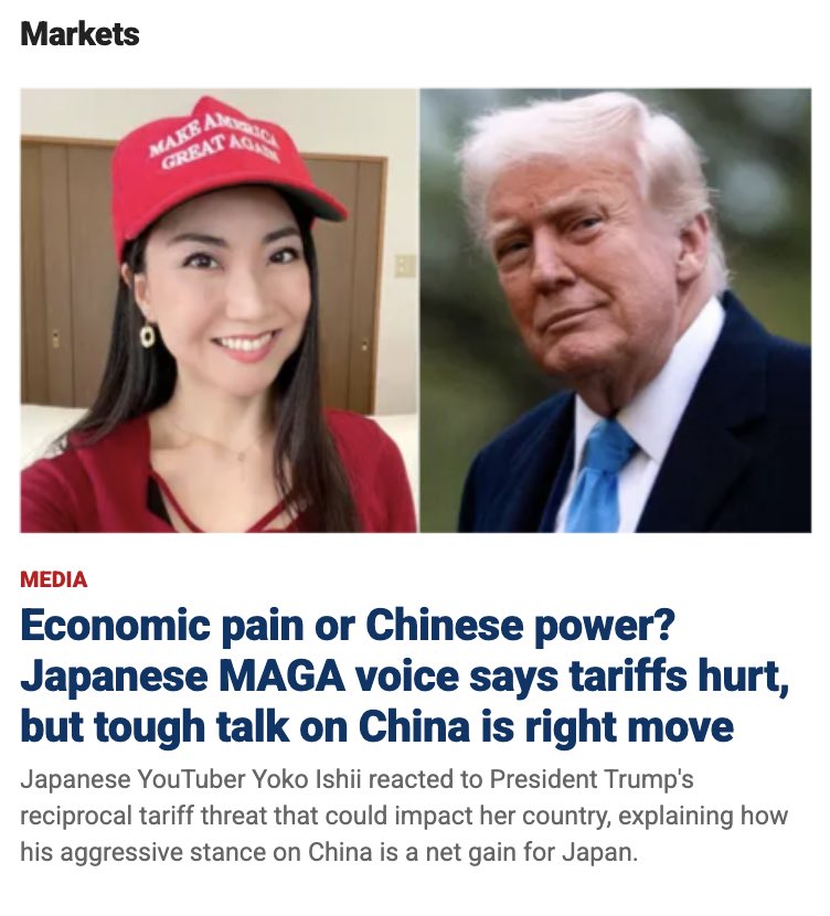 randomyoko's tweet image. 🇯🇵🇺🇸 I was interviewed by Fox Business.
I shared Japan’s perspective on Trump’s tariffs!
👉foxbusiness.com/media/economic…
The interview video is included.
The article is based entirely on my interview!