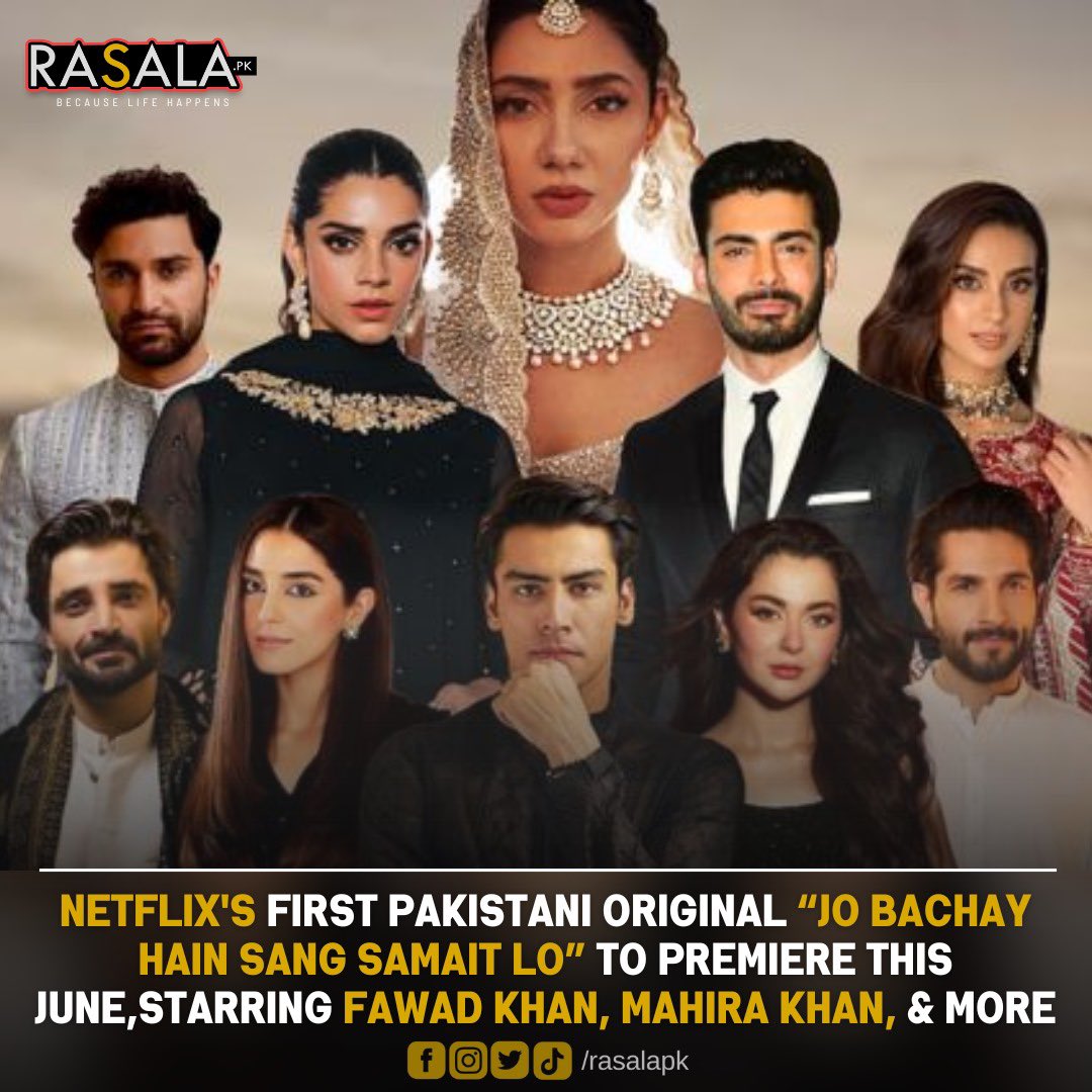 rasalapk's tweet image. Get ready for Pakistan's first Netflix original series, 'Jo Bachay Hain Sang Samait Lo'
Starring Mahira Khan, Fawad Khan, Sanam Saeed, and Ahad Raza Mir, this captivating show is adapted from Farhat Ishtiaq's novel.
#NetflixOriginal #ComingSoon #netflix